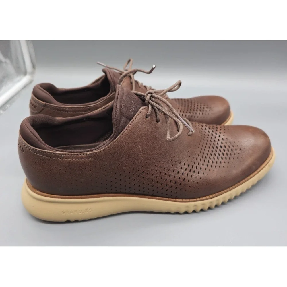 Cole Haan Men's 9.5 M ZeroGrand Laser Wingtip Oxford Brown Leather Style C39958